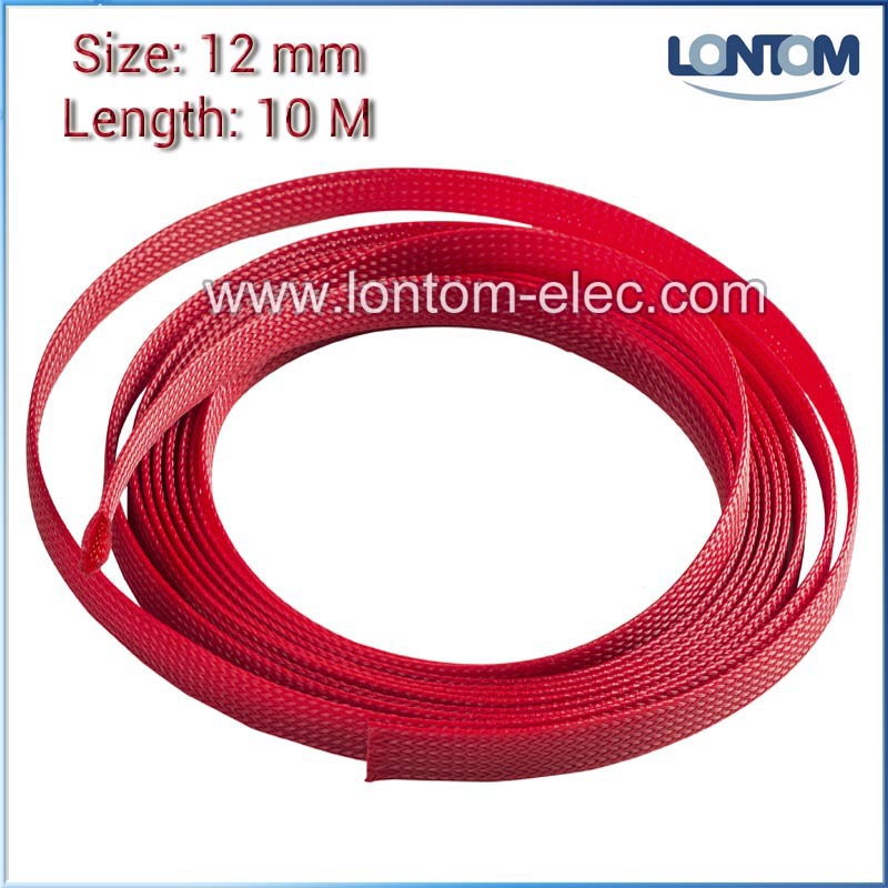 12mm 10M  PET  Ȯ    ǻ ̺  е õ/12mm 10M Red PET Braided Expandable Sleeving Computer Cable Sleeve High Density Sheathing